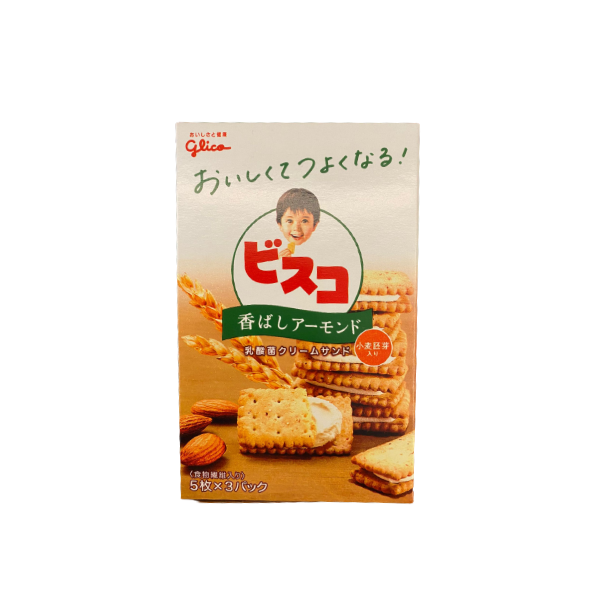 Glico 北海道牛奶乳酸菌兒童餅 杏仁味 5枚 3袋入